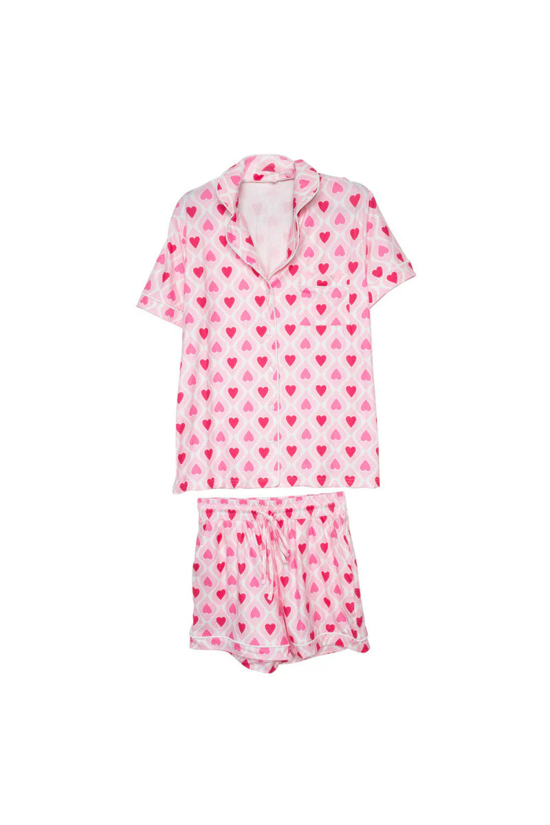 Light and Hot Pink Hearts Design Pajama Set - Image 5