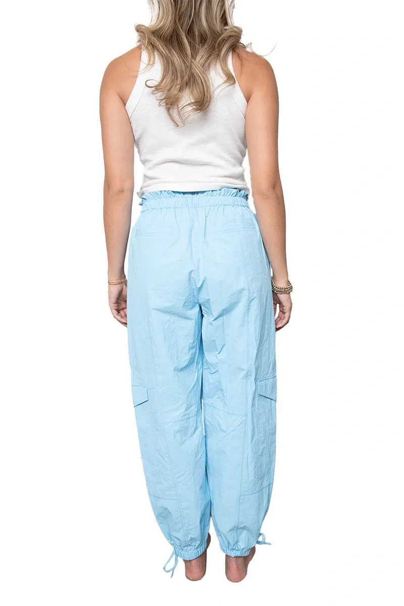 Light Blue Cargo Parachute Pants - Image 6
