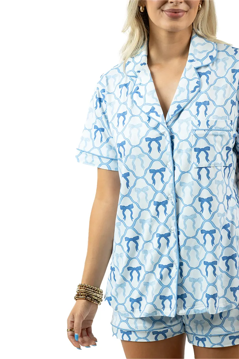 Light Blue Mini Bows PJ Sets - Image 10