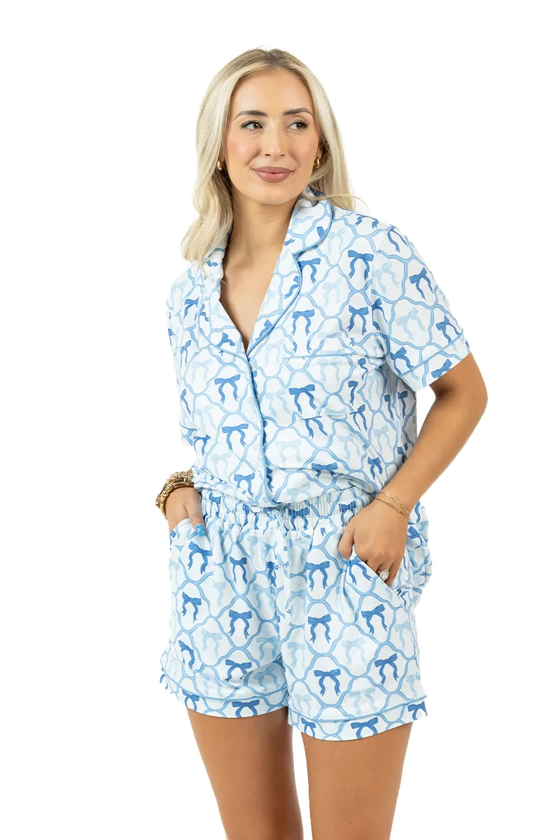 Light Blue Mini Bows PJ Sets - Image 7