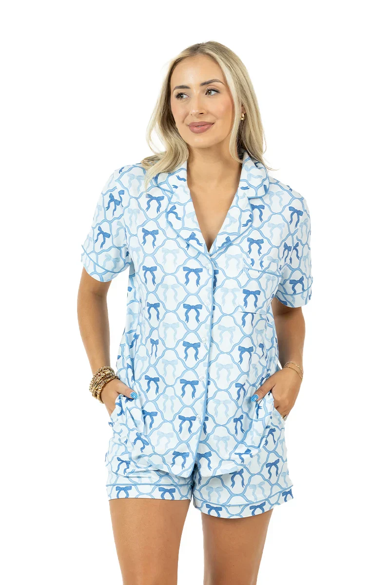 Light Blue Mini Bows PJ Sets - Image 8