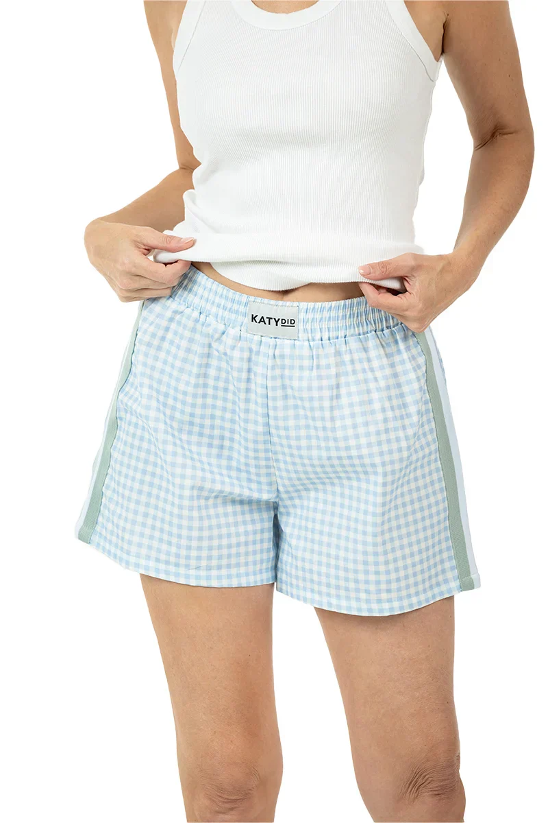 Light Blue Plaid Boxers Female - Image 2