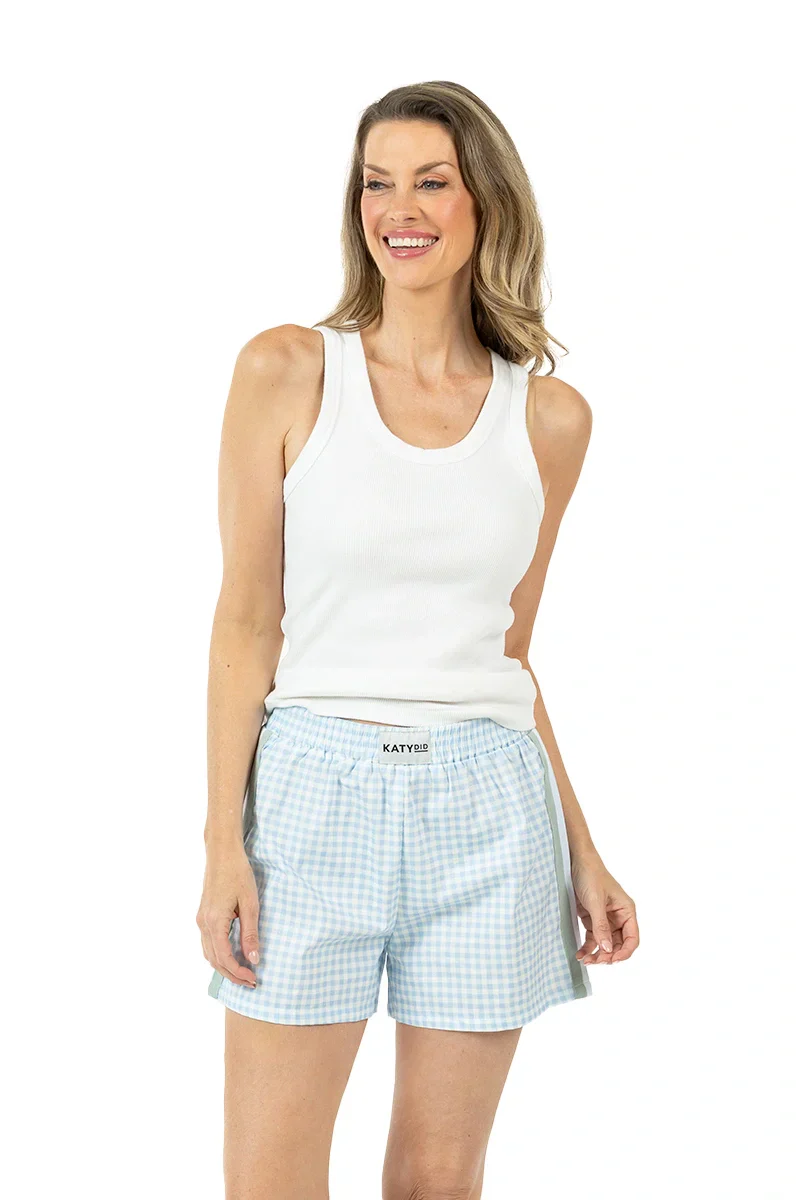 Light Blue Plaid Boxers Female - Image 5