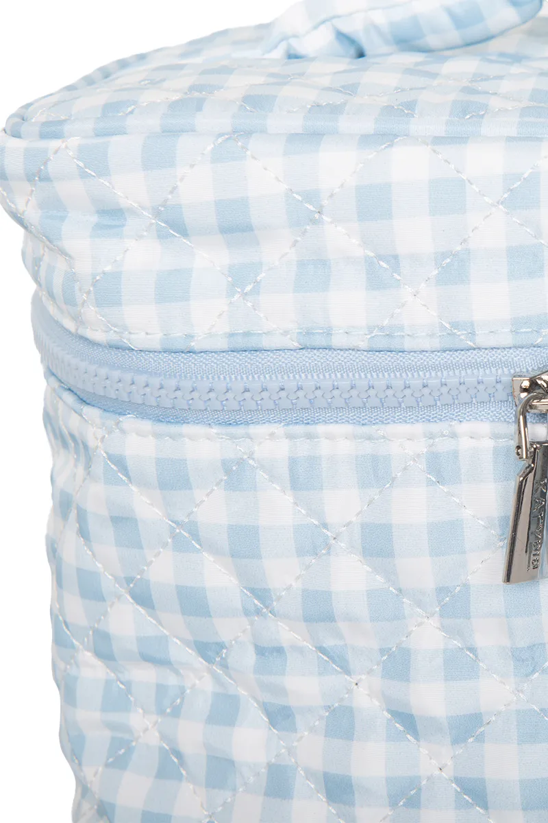Light Blue Plaid Make Up Bag for Travel - Image 4