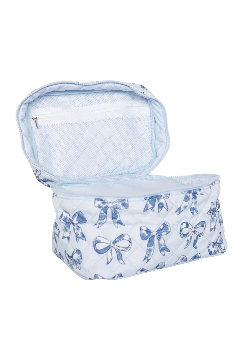 Light Blue Toile Bows Cosmetic Travel Bag - Image 5