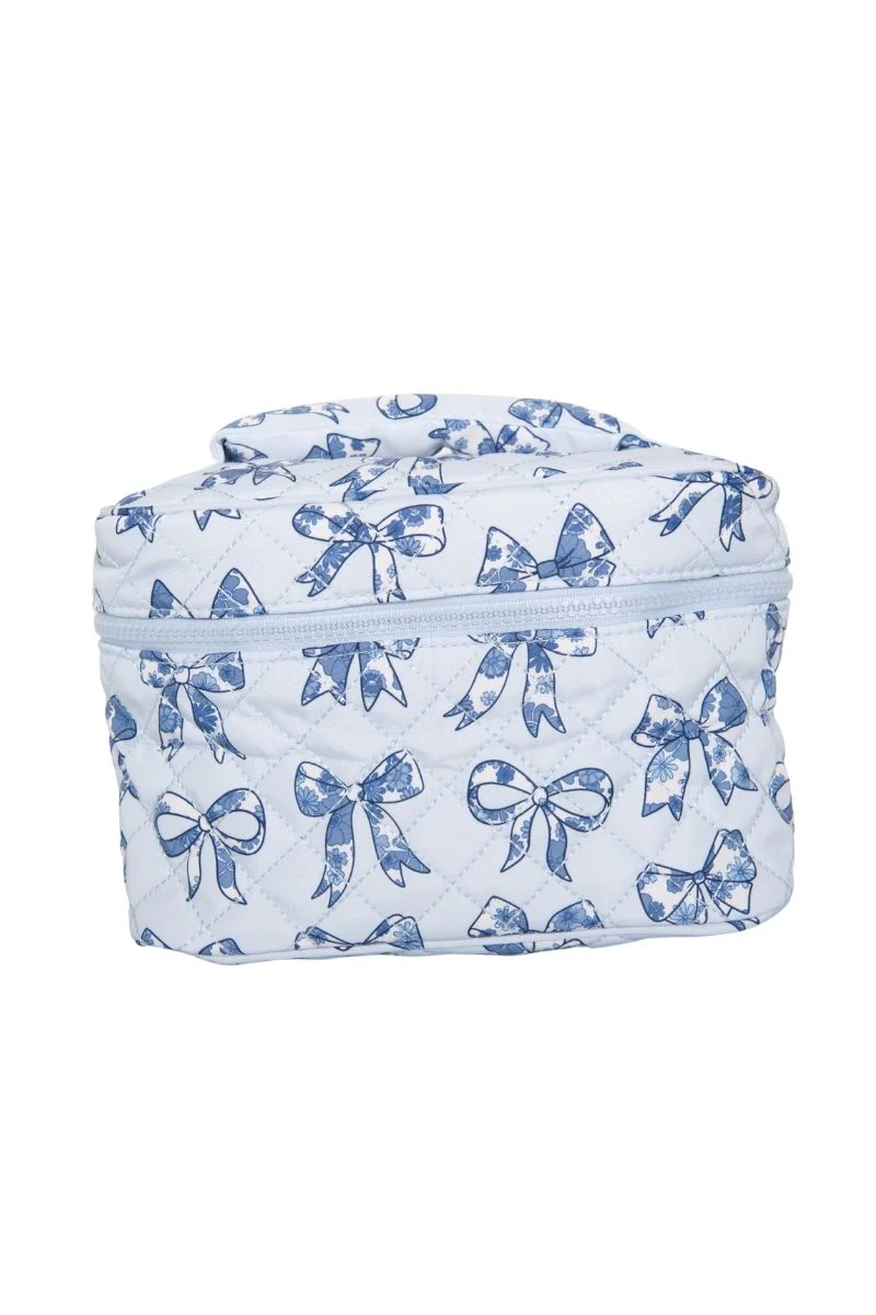 Light Blue Toile Bows Cosmetic Travel Bag - Image 6