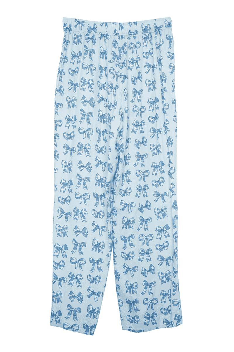 Light Blue Toile Coquette Bows Boxer Pants - Image 3