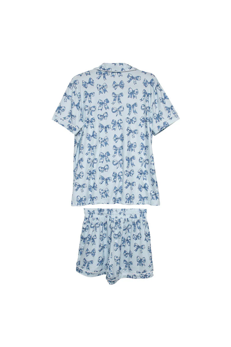 Light Blue Toile Coquette Bows Lounge PJ Set - Image 6