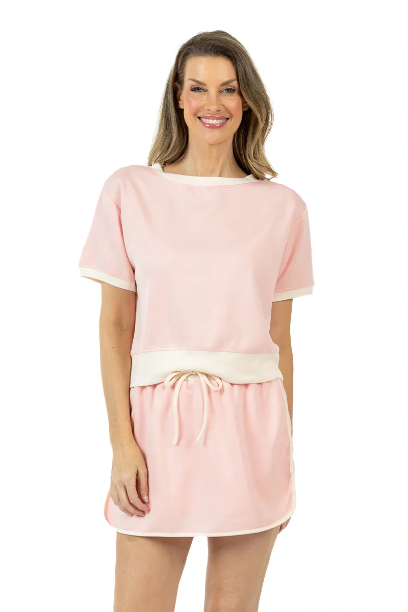Light Pink and White Two Toned Skirt and Top Set - Image 2