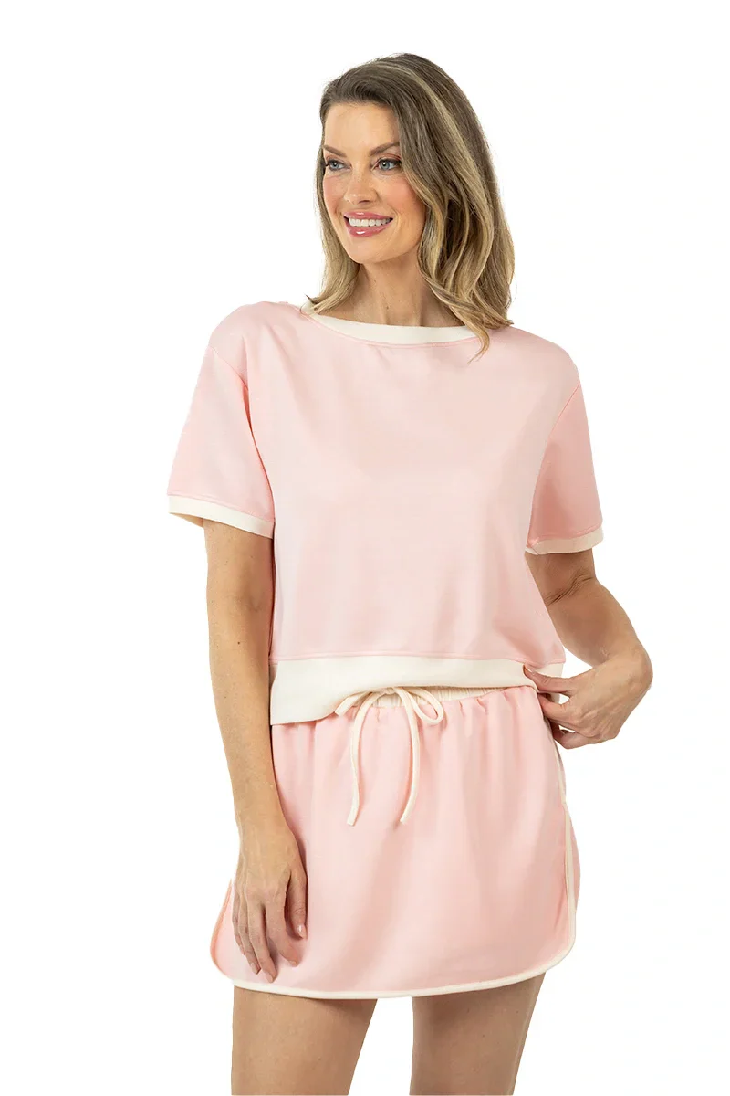 Light Pink and White Two Toned Skirt and Top Set - Image 5