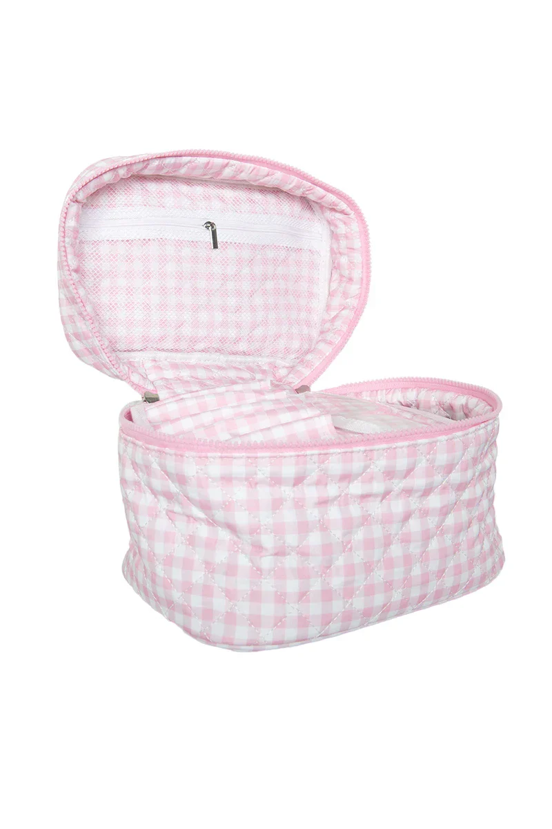 Light Pink Plaid Best Make Up Bag - Image 3