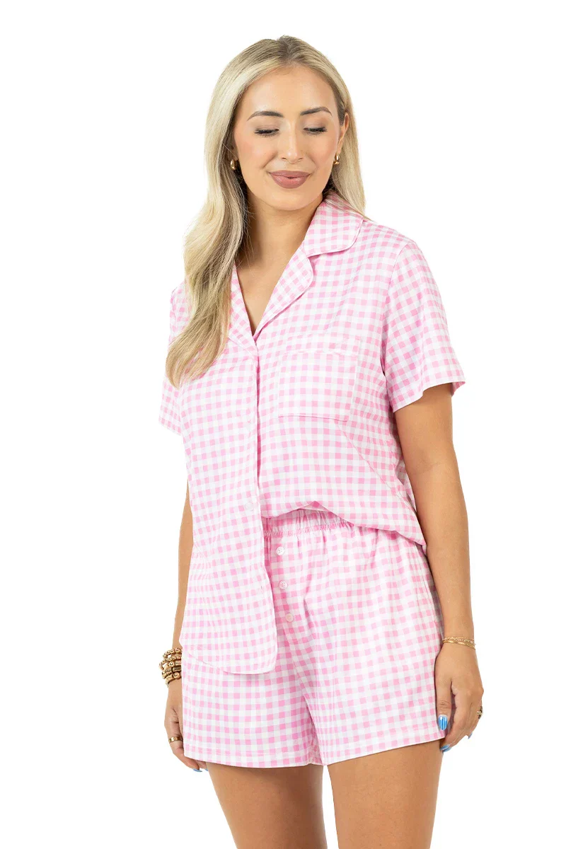 Light Pink Plaid Pajama Set - Image 5