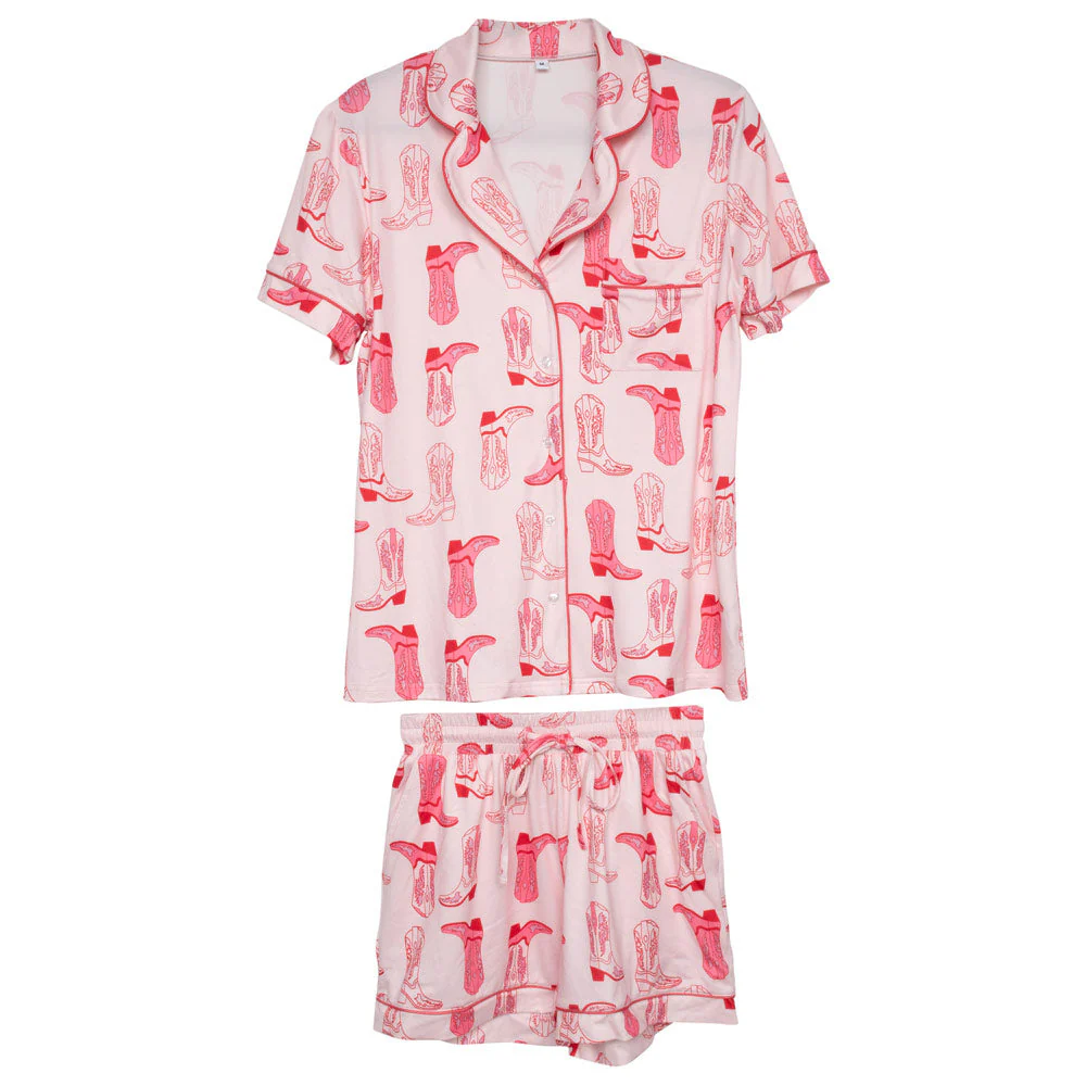Light Pink Western Boots All Over PJ Short Set - Image 4