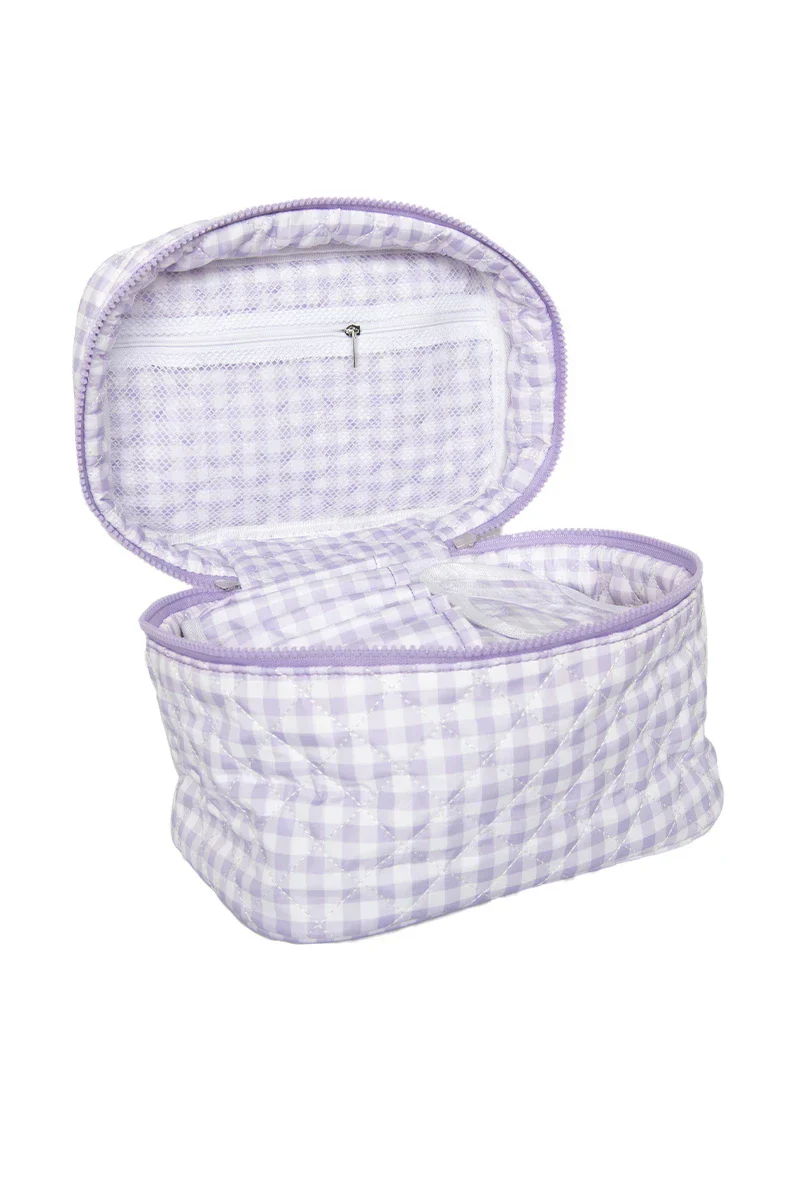 Light Purple Plaid Makeup Bag Travel - Image 3