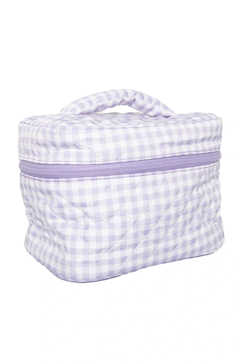 Light Purple Plaid Makeup Bag Travel - Image 4