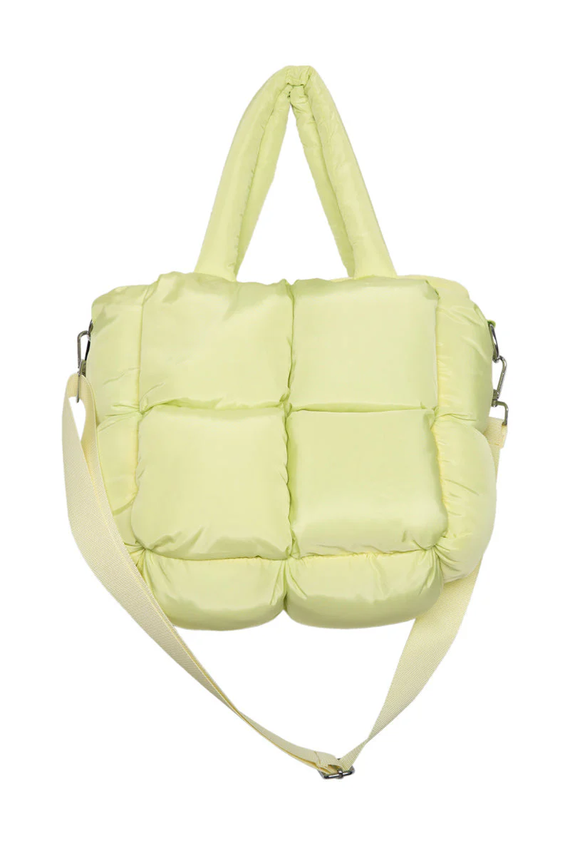 Lime Yellow Mini Puffer Tote Bag for Women - Image 4