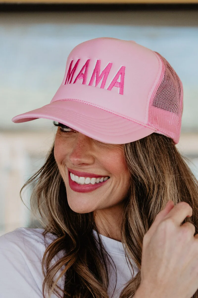 MAMA (Pink and White) Foam Snapback Hat - Image 3