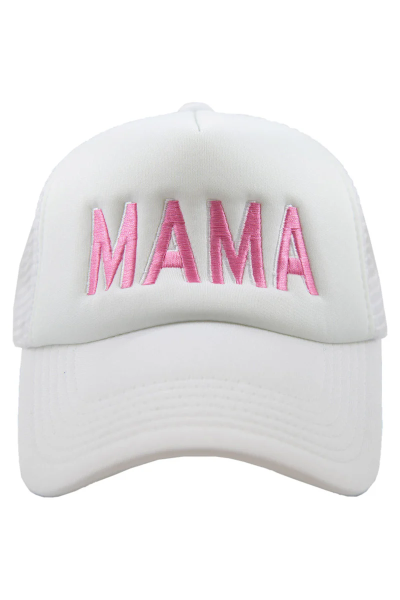 MAMA (Pink and White) Foam Snapback Hat - Image 7