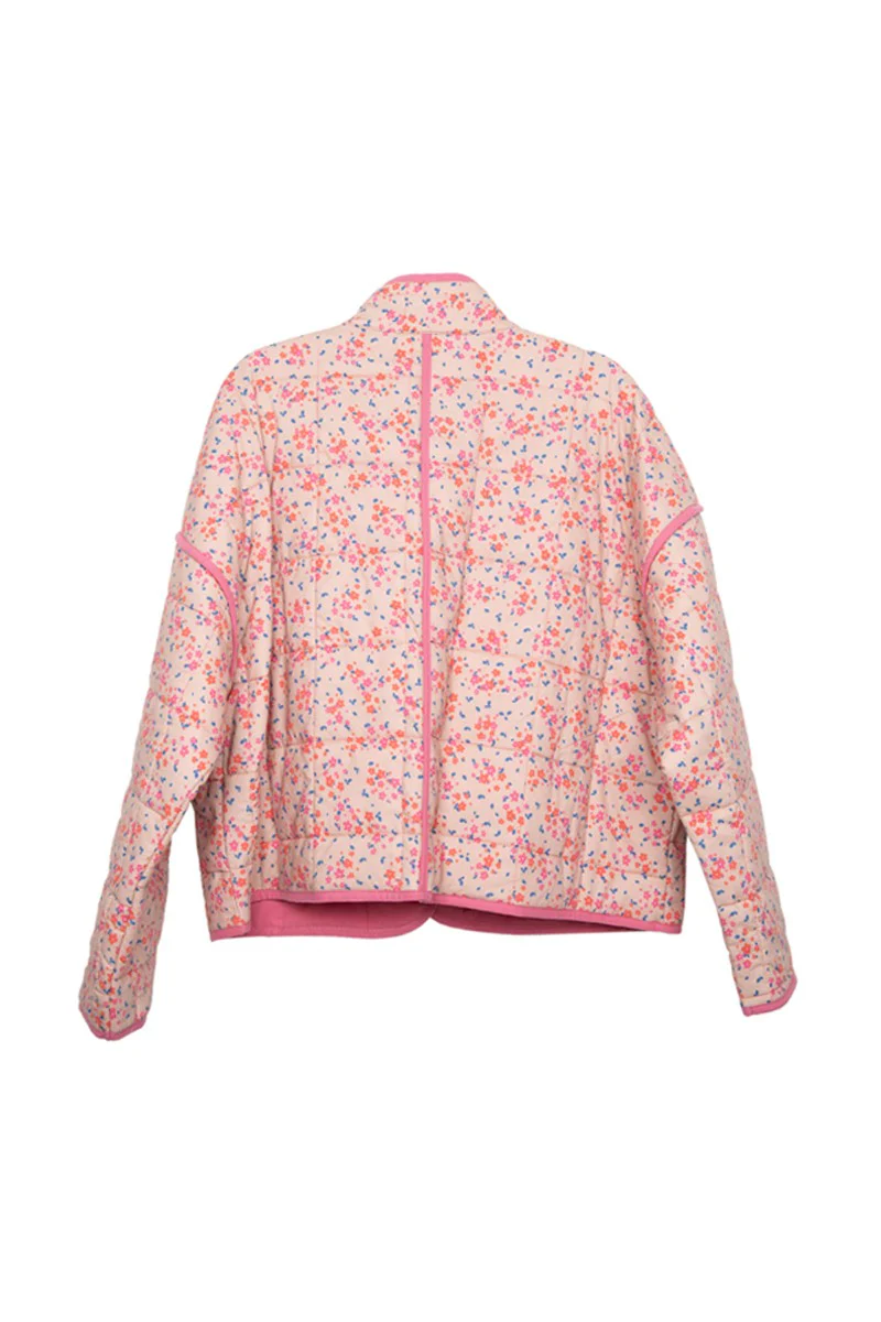Pink Dainty Floral Lightweight Quilted Jacket for Women - Image 5