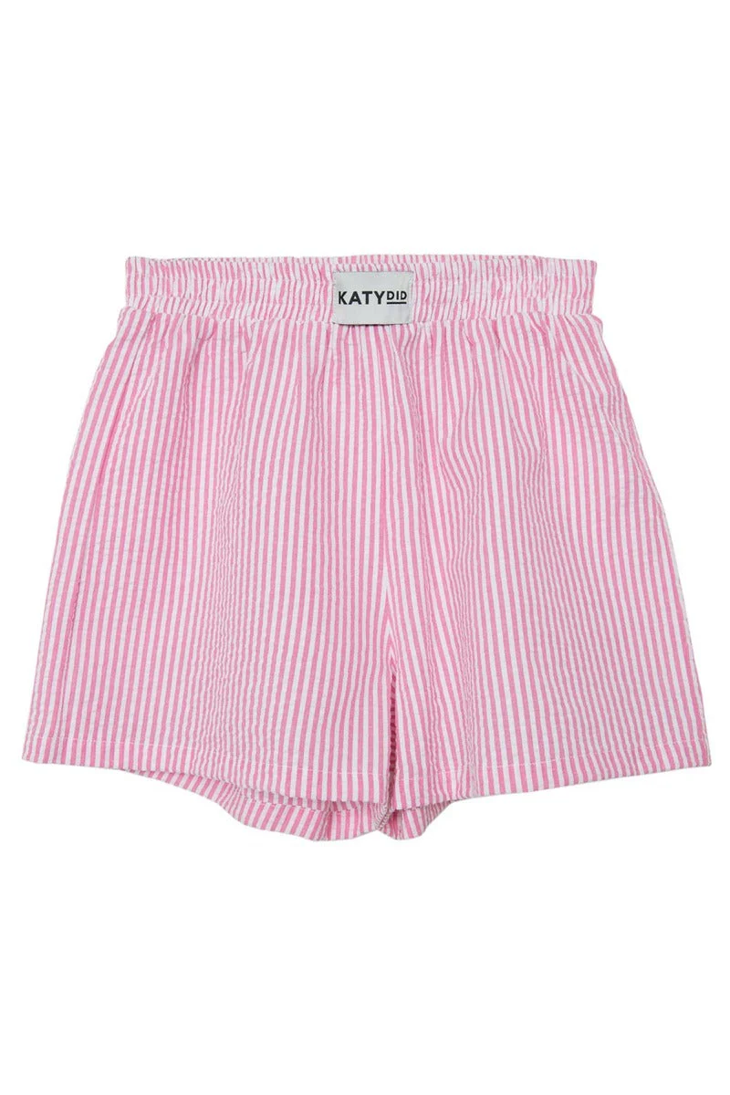 Pink Striped Ladies Boxer Shorts - Image 3