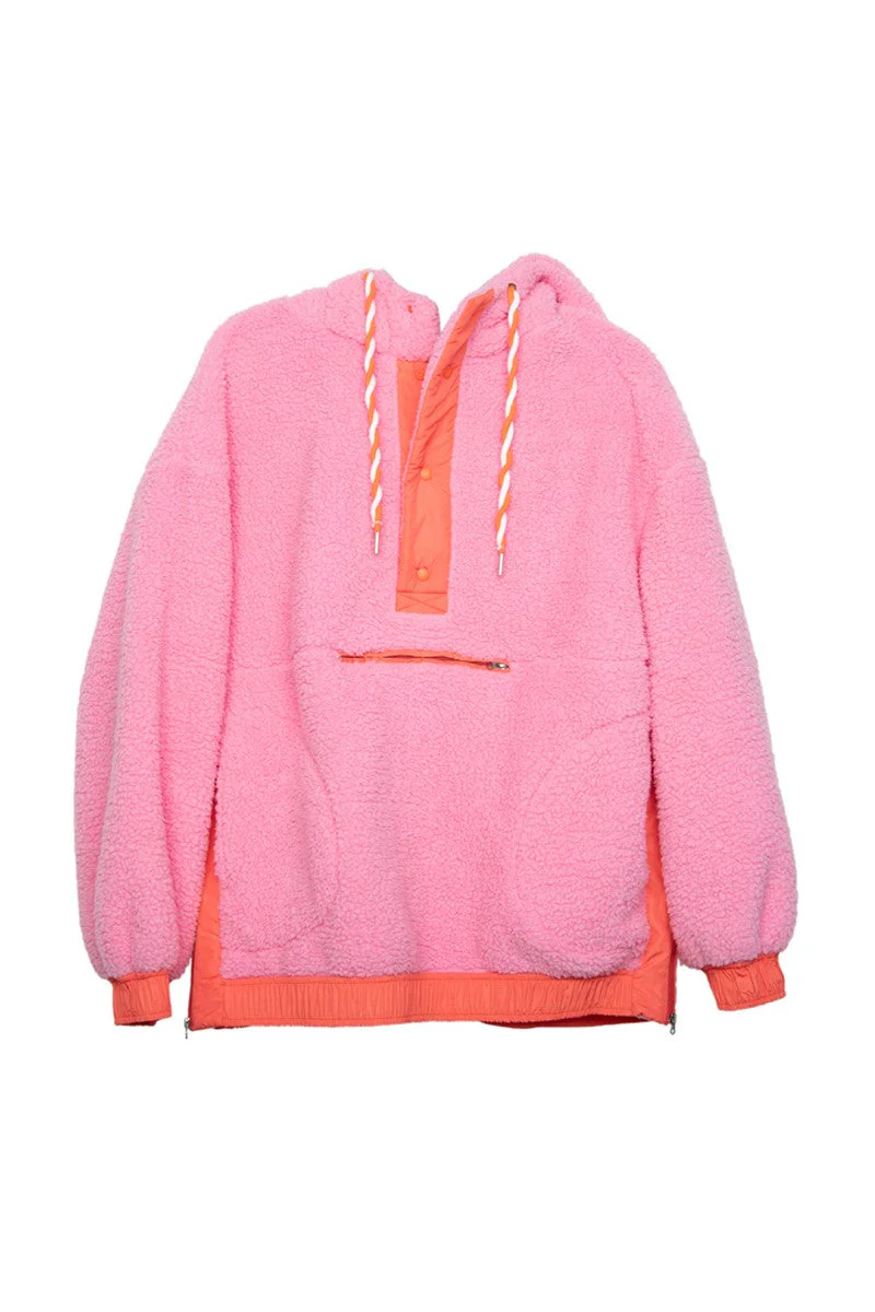 Pink Two-Toned Fleece Pullover Women - Image 4
