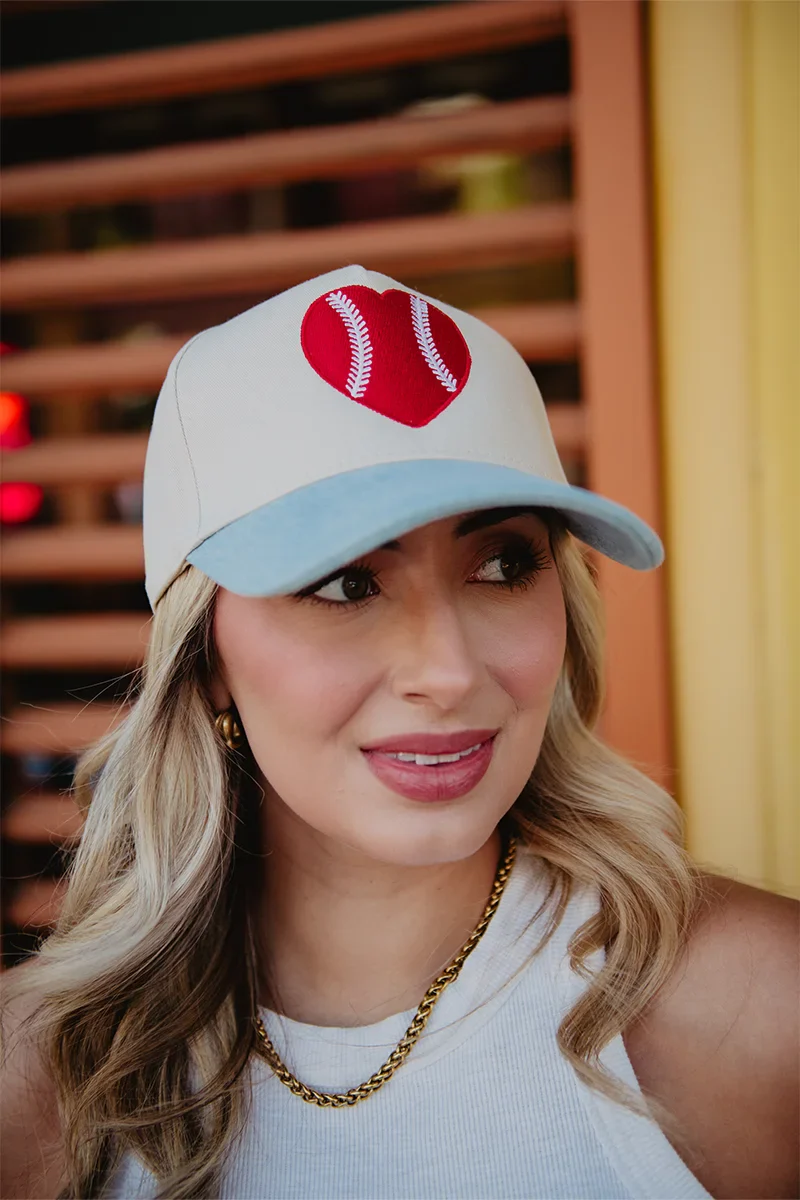 Red Baseball Heart Cap Trucker Vintage - Image 5