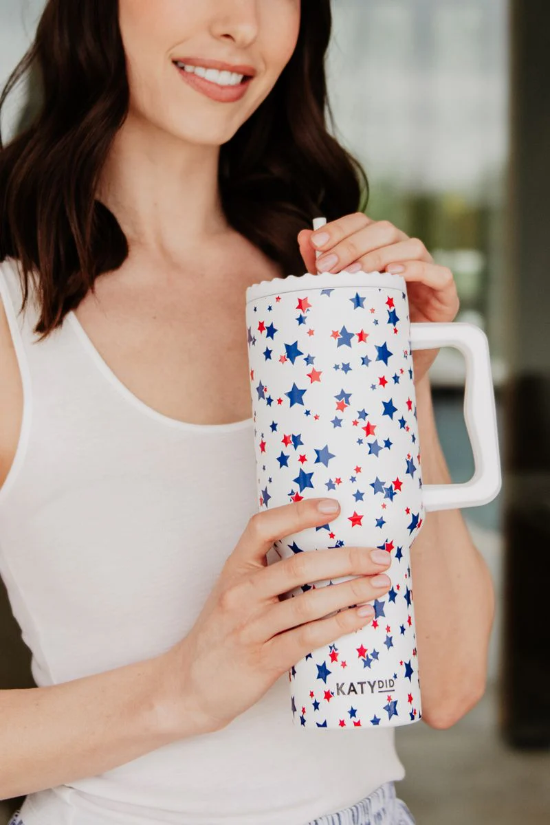 Red, White, Blue STAR 38 Oz Tumbler w/ Handle - Image 3