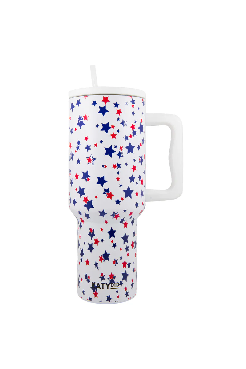 Red, White, Blue STAR 38 Oz Tumbler w/ Handle - Image 4