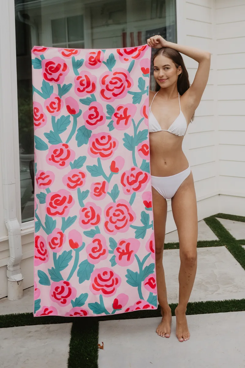 Roses All Over Microfiber Reversible Towel - Image 3