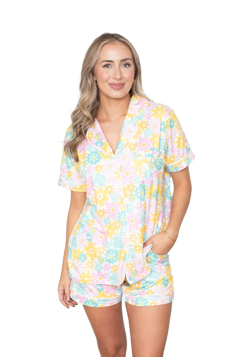 Spring Flowers Pajama Shorts Set - Image 4