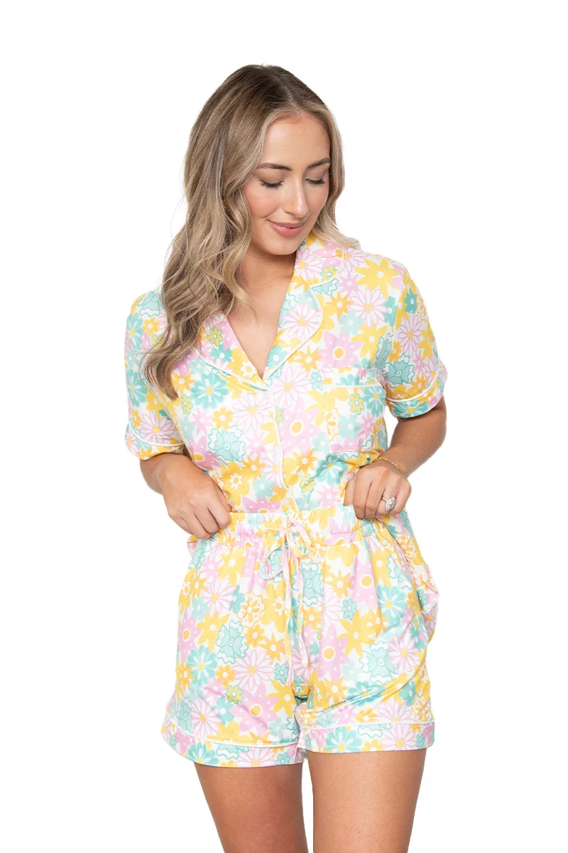 Spring Flowers Pajama Shorts Set - Image 5
