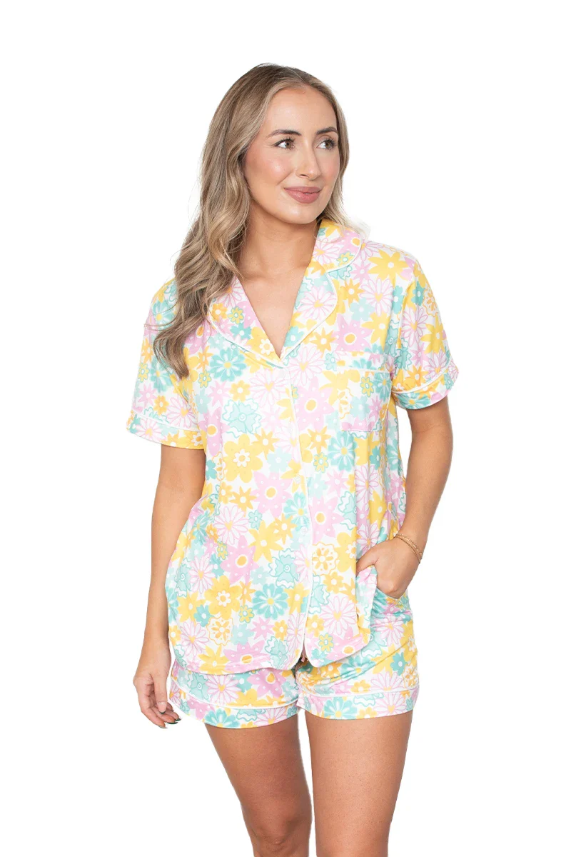 Spring Flowers Pajama Shorts Set - Image 6