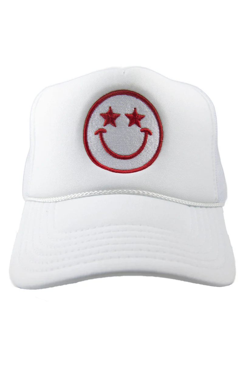 Star Eyed Happy Face Foam Women's Trucker Hat - Image 3