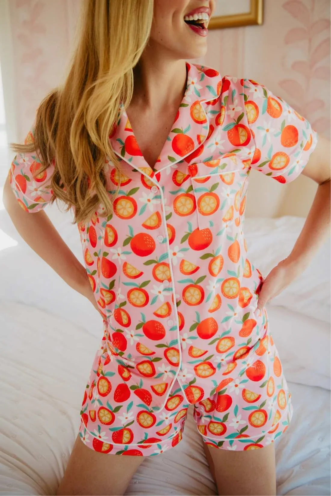 Sweet Orange Matching Pajama Sets
