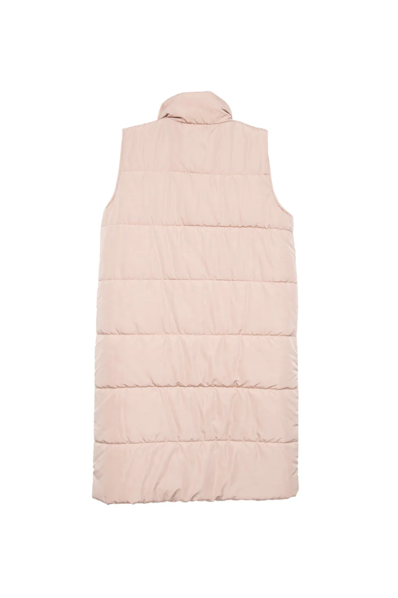 Tan Long Quilted Puffer Vest - Image 5