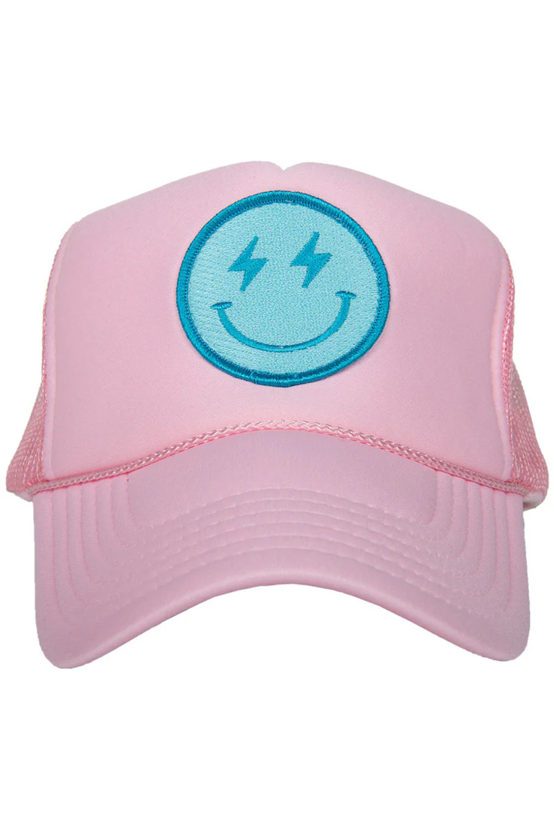 Turquoise Lightning Happy Face Trucker Hat - Image 3