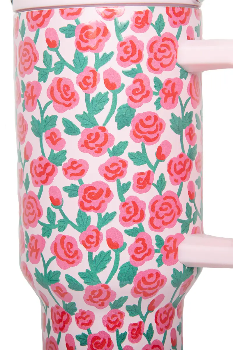 Whimsical Roses Tumbler with Straw - Image 3