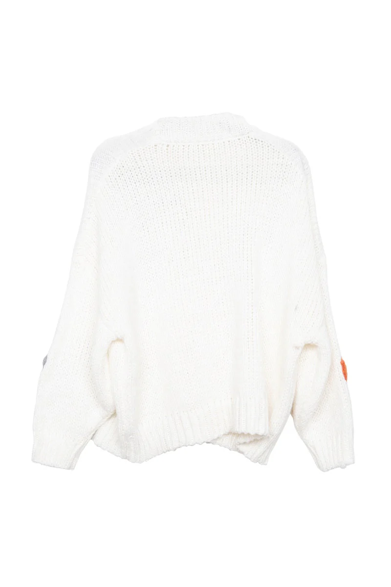 White Floral Warm Fall Stitched Sweater - Image 9