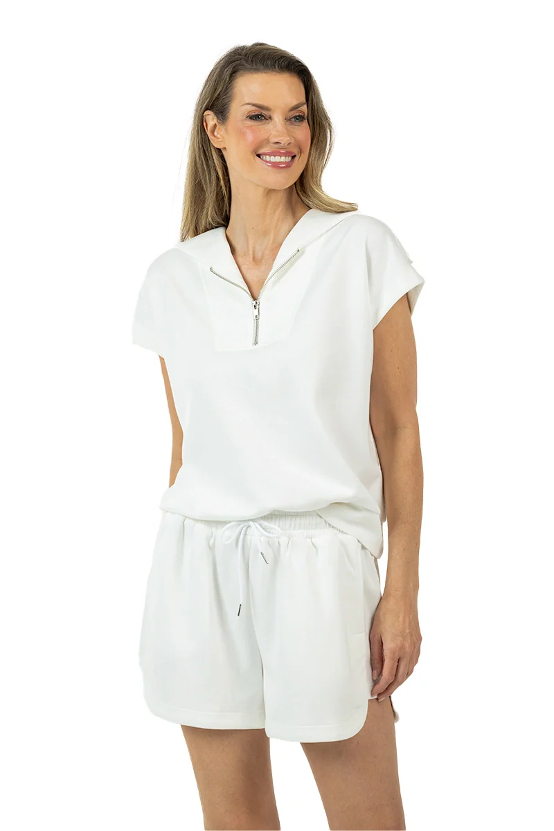 White Two Piece Half Zip Set - Image 10