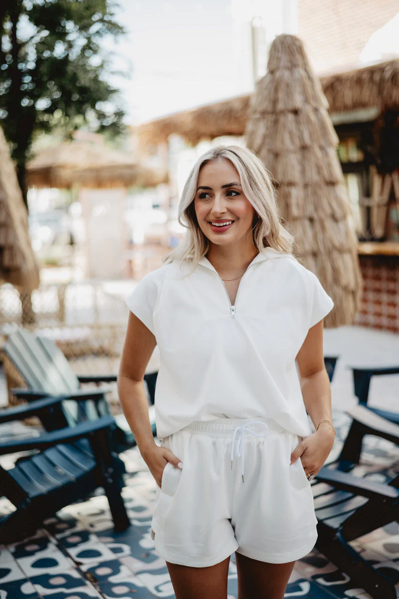 White Two Piece Half Zip Set - Image 4