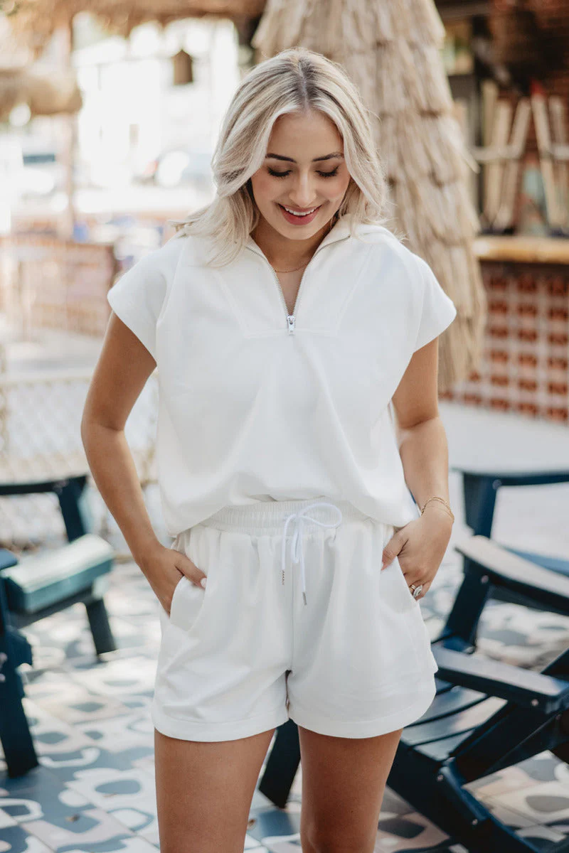 White Two Piece Half Zip Set - Image 5
