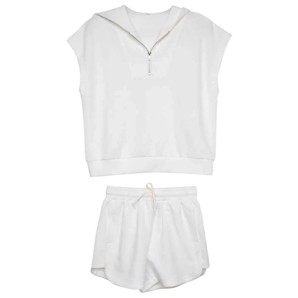 White Two Piece Half Zip Set - Image 6