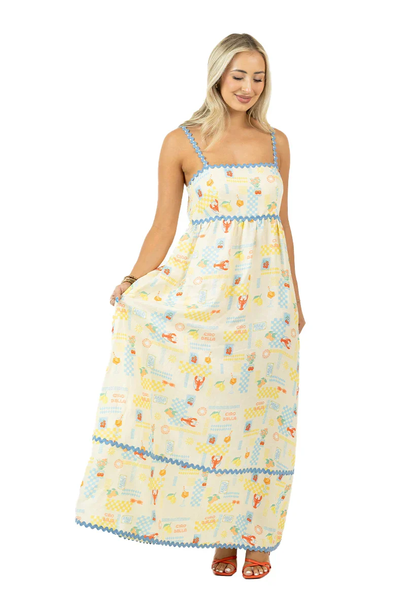 Yellow Italian Summer Linen Maxi Dress - Image 4