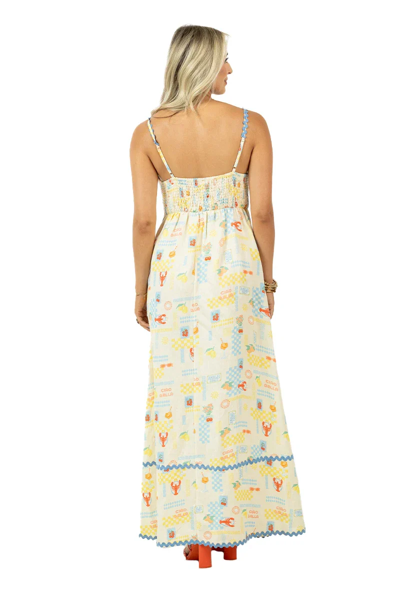 Yellow Italian Summer Linen Maxi Dress - Image 6
